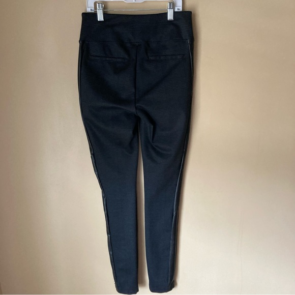 Rewash High Rise Black Plaid w/Faux Leather Side Stripes Leggings - Picture 4 of 9